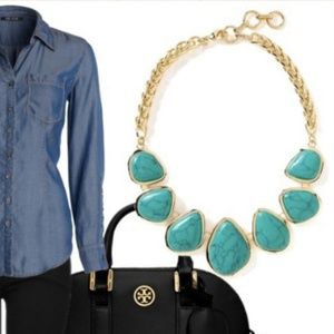Banana Republic Gold Tone Turquoise Necklace
